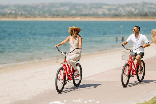 Cycling by the beach